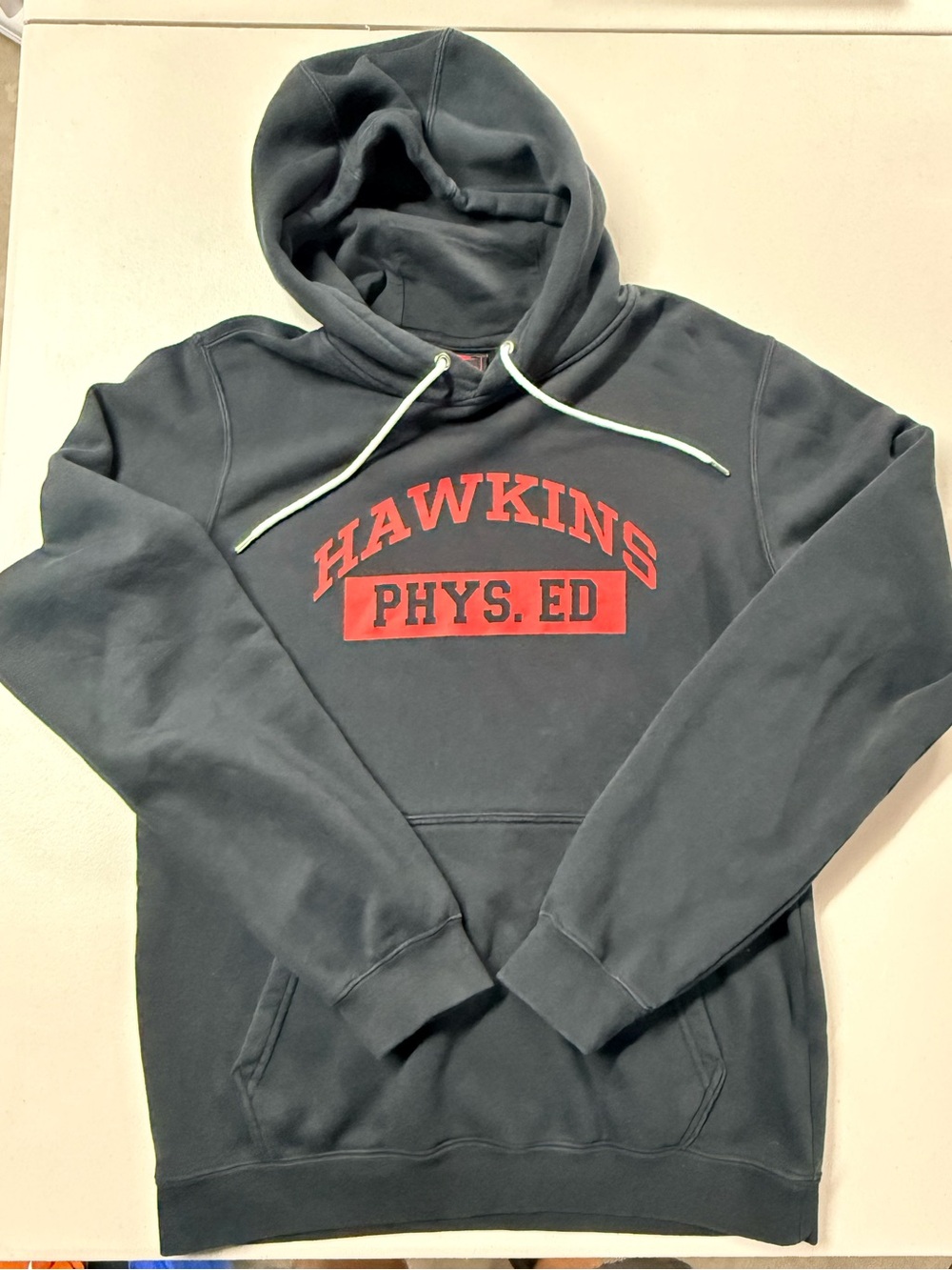 Nike Black Hoodie Stranger Things with Red Hawkins Phys. Ed. Chest Print